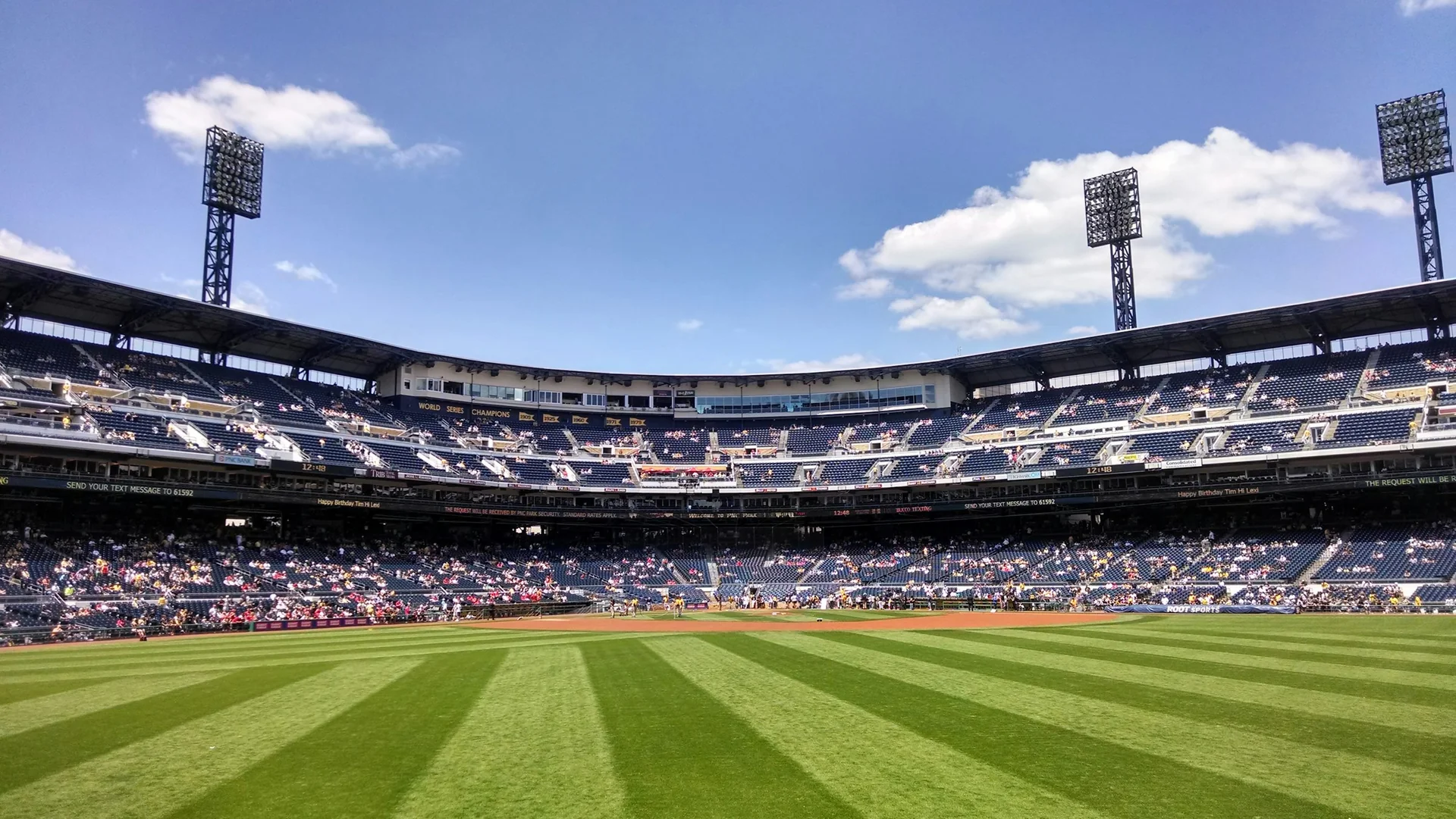 Baseball stadium at sunset